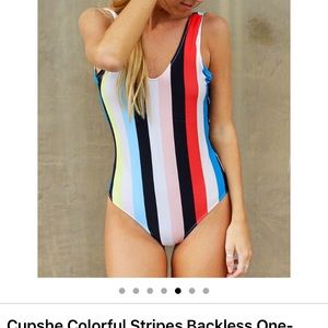 CUPSHE Colorful Stripes One Piece